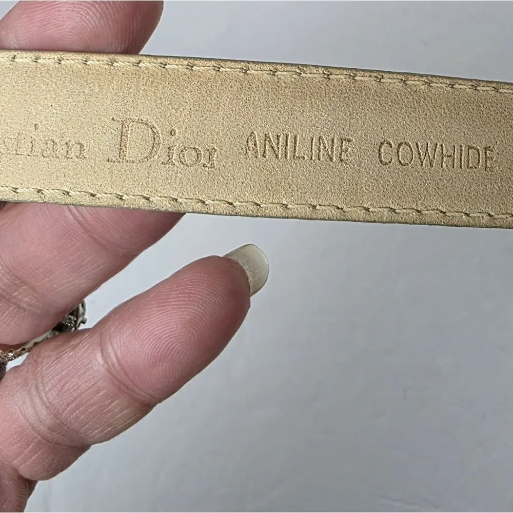 Christian Dior Vintage Saddle Leather Waist Belt Light Green Size 100